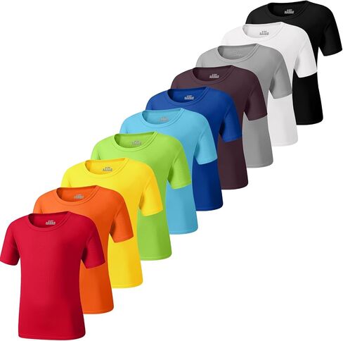 10-Pack Boys Shirts Youth Athletic Quick Dry Boys T Shirts Kids Mesh Short Sleeve Workout Tees (4T-18Y) in Saudi Arabia