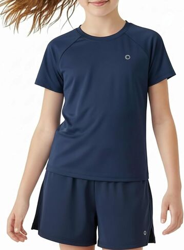 PATPAT Girls Boys Athletic Shirts Short Sleeve Dry Fit Sport Tops Kids Tennis Soccer Tees 5-14 Years in Saudi Arabia