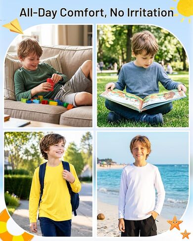 Runhit Boys and Girls Long Sleeve Athletic Shirts Kids UPF 50+ Rash Guard Shirts with Moisture Wicking in Kuwait