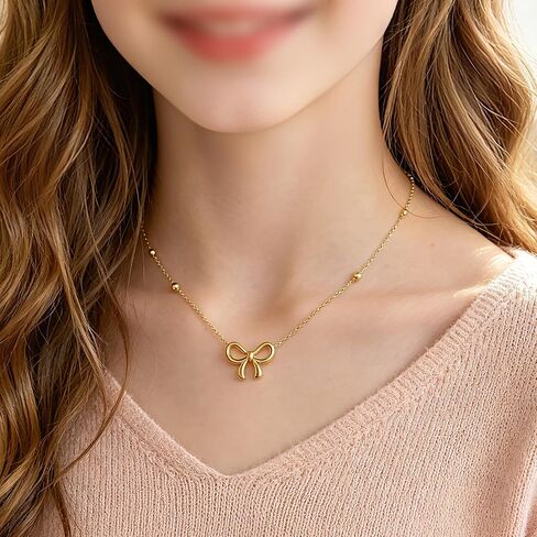 13th Birthday Gifts for Girls - Gold Bow Necklace with Encouragement Card, Cute Dainty Bow Pendant Jewelry, Meaningful Birthday Gift for Teen Girls Daughter Granddaughter Niece in Saudi Arabia