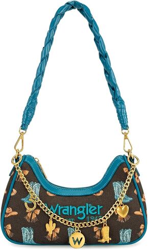 Wrangler Rodeo Icons Shoulder Bag for Women Cowboy Print Crescent Underarm Western Clutch Purse with Chain in Kuwait