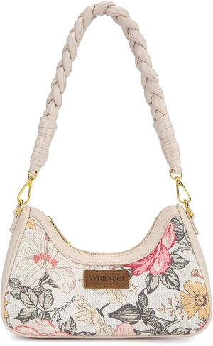 Wrangler Vintage Floral Print Hobo Bag Braided Handle Shoulder Bag for Women in Kuwait