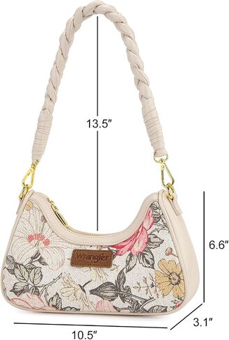 Wrangler Vintage Floral Print Hobo Bag Braided Handle Shoulder Bag for Women in Kuwait