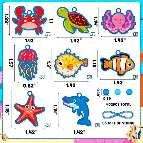 Eternity sky 32 Sets Under the Sea Party Favors – DIY Ocean Animal Charm Pendant Necklace Beads Pendant Kit, Summer Beach Craft in Saudi Arabia