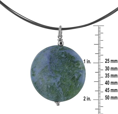 ASHANTI Blue Green Jasper Round Natural Gemstone Sterling Silver, Stainless Steel Wire Necklace in Saudi Arabia