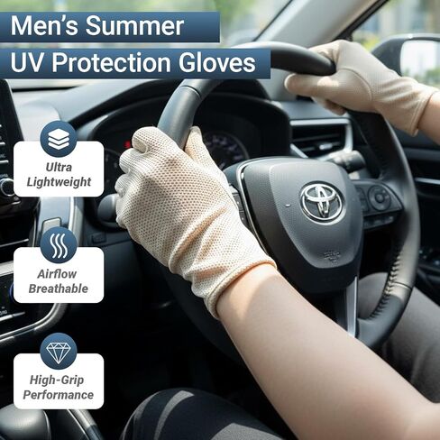 Men Summer Driving Gloves Breathable UV Sun Gloves Light Weight Cotton Gloves in Kuwait
