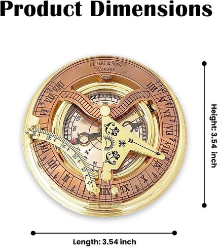 Vintage Brass Sundial Compass with Leather Case Pocket Compass for Outdoor Adventure Antique Marine Navigation Instrument Keepsake Gift for Him, Ocean Lover (3.54x3.54x1.38 Inches) in Saudi Arabia