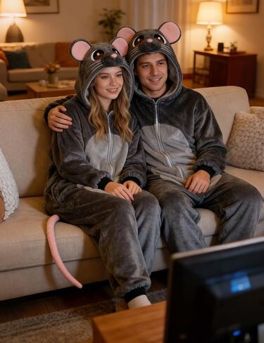 Adult Mouse Costume,Rat onesie Flannel Mouse Halloween Cosplay Costume Women Men in Saudi Arabia