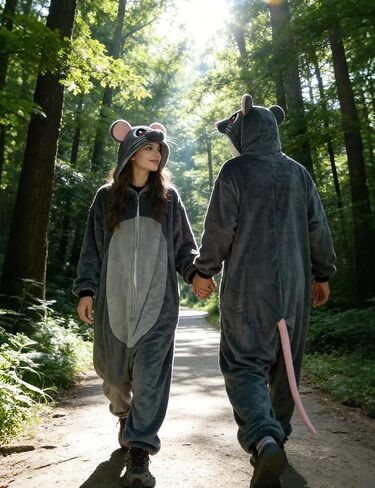 Adult Mouse Costume,Rat onesie Flannel Mouse Halloween Cosplay Costume Women Men in Saudi Arabia