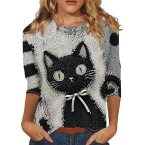 Halloween Three Quarter Sleeve Top Female Streetwear Plus Size Crewneck Comfortable Shirt for Ladies in Saudi Arabia