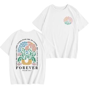 Fkatuzi Girls Christian Jesus Shirts for Kids God Faith Bible Verse Religious Graphic Tees Cute Flower Tshirt Cotton Tops in Saudi Arabia