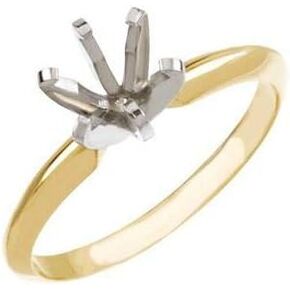 Sonia Jewels Solid 14k Yellow and White Gold Two Toned 3.5-3.9mm Round Pre-Notched 6-Prong Solitaire Ring Band Mounting in Kuwait