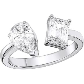 IGI Certified 2.00 Carat F-G/VS Emerald and Pear Cut Lab Grown Diamond Toi et Moi Rings for Women Solid Gold or 950 Platinum in Saudi Arabia