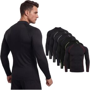 7 Pack Men's Long Sleeve Compression Shirt Mock Neck, Athletic Workout Gym Undershirt Running Base Layer Top in Saudi Arabia