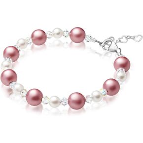Baby Crystals Personalized Jewelry Pink Pearl Initial Charm Bracelet for Girls & Women in Saudi Arabia