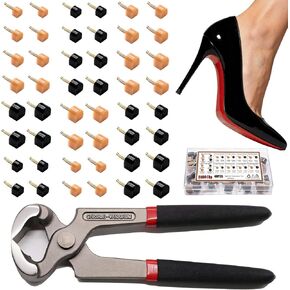 24 Pairs High Heel Replacement Tips, Women Heel Shoes Repair Cap，Dowels Tips Pin Kit,with 6 Inch High Heel Remove Pliers, 8-12.5mm 6 Sizes Heel Tips Caps, U-Shape, Black Beige in Saudi Arabia