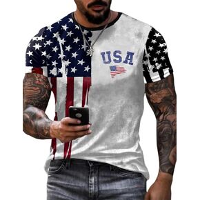 4th of July Men's T-Shirt American Flag Patriotic Tee Independence Day Short Sleeve Tee Top in Saudi Arabia