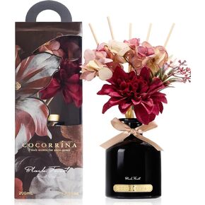 COCORRÍNA Reed Diffuser Set, 6.7oz Flower Reed Diffuser with Sticks,Black Forest Essential Oil, Long Lasting Home Fragrance for Bathroom, Bedroom & Shelf Decor, Aesthetic Gift for Women in Saudi Arabia
