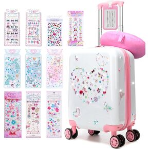Kids Luggage Sets Suitcase Set with Travel Pillow for Girls 10 Sheets Gem Stickers Small Suitcase with Wheels Hardshell Carry on Luggage for Airplane Travel Essential DIY Styles Purple in Saudi Arabia