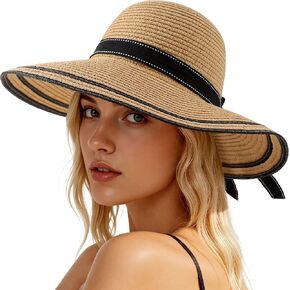 Beach Hats for Women, Wide Brim Sun Straw Hat for Women, Sun Hat UPF 50+ UV Protection in Saudi Arabia