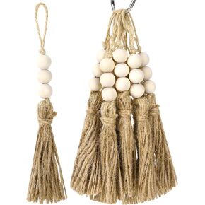 40 Pack Jute Tassels with Wood Beads, Tassels for Crafts, Natural Jute Rope and Wood Bead for Crafts, Bookmark Tassels,Tassels for Decoration​ DIY Craft Garland, Home Wedding Party Boho Decor in Saudi Arabia