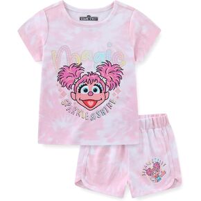 طقم تي شيرت وسروال قصير الأكمام للفتيات من Sesame Street Abby Cadabby للأطفال الصغار in Kuwait
