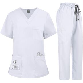 Scrubs For Women V-Neck Workwear Top and Cargo Pants Medical Scrubs Female Nurse Uniform in Saudi Arabia