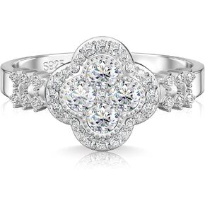 Moissanite Rings for Women Lucky Rings Four Leaf Clover Ring Sterling Silver Promise Engagement Anniversary Bands D Color VVS1 Moissanite Jewelry Lucky Gifts for Her in Saudi Arabia