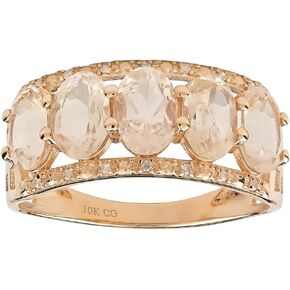 10k Rose Solid Gold 5-Stone Natural Oval Morganite and Diamond Anniversay Band Birthstone Gemstone Ring in Saudi Arabia