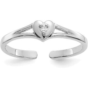 Sonia Jewels Solid Real 14k White Gold .01ct Diamond Heart Toe Ring Adjustable in Kuwait