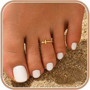 925 Sterling Silver Toe Ring for Women,14K Gold Plated Dainty Adjustable Cross Toe Rings to Daughter Minimalist Faith Christian Stackable Toe Rings Hypoallergenic Foot Summer Beach Foot Jewelry for Friends in Saudi Arabia