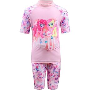 Toddler Girls Rash Guard Sets Pink My Little Pony Swimsuit Short Sleeve Two Piece Swimwear Sun Protection Suit in Saudi Arabia