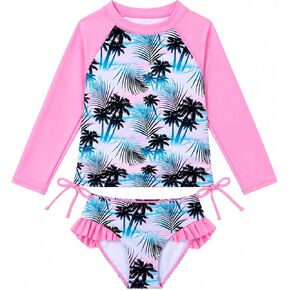 Girls Rash Guard Swimsuit 2 Piece Long Sleeve Bathing Suit UPF 50+ Summer Beach Swimwear in Saudi Arabia