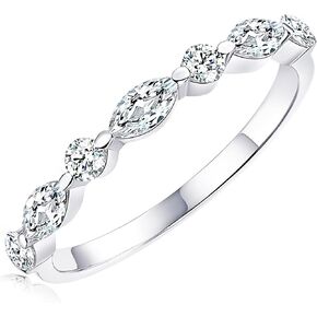 Moissanite Rings, Sterling Silver Ring White Gold Plated Half Eternity Wedding Bands for Women Her Size 5-10 in Saudi Arabia