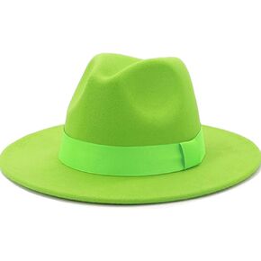 Men's Women's Wide Brim Fedora Hats with Ribbon Panama Felt Cap, British Style Vintage Flat Brimmed Jazz Hat in Saudi Arabia