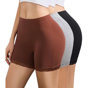 J-pone Boy Shorts Underwear for Women Cotton High Waisted Boyshort Stretch Full Coverage Lace Trim Boxer Shorts Multipack in Saudi Arabia