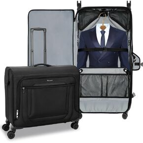 Modoker Rolling Garment Bags for Travel, Large Luggage with 4 Spinner Wheels & Laptop Compartment, 23" Rolling Suitcase for Men Women with Wheels, Black in Saudi Arabia