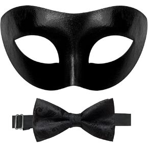 HyperFun Masquerade Mask for Men with Bow Tie Venetian Mens Masquerade Mask for Halloween Mardi Gras Prom Ball Party in Saudi Arabia