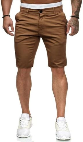 HUNGSON Mens Slim Fit Shorts Stretch Chino Short Pants in Kuwait
