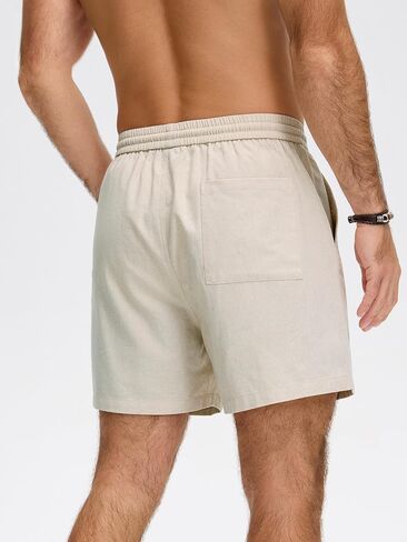 Comdecevis Men's 5" Linen Shorts Casual Elastic Waist Drawstring Shorts for Lounge Summer Beach Vacation in Kuwait