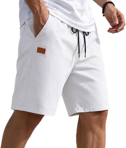 Poplee Mens Casual Shorts Cotton Drawstring Summer Beach Shorts Stretch Twill Chino Golf Shorts with Pockets in Saudi Arabia