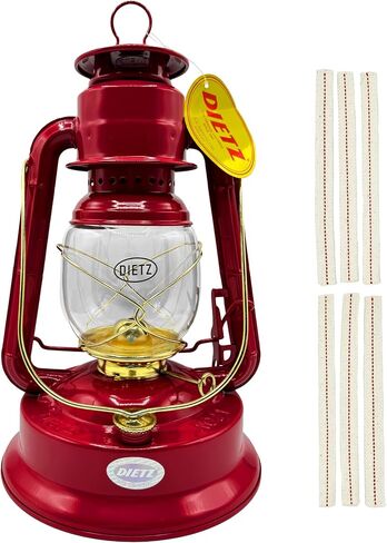 Light of Mine - Dietz #01 Little Wizard Red مع حزمة فانوس زيتية ذات حواف ذهبية تتضمن 6 عبوات من القطن بنسبة 100%، أشرطة فتيل بديلة مقاس 5/8 بوصة (#01، RED & G) in Kuwait