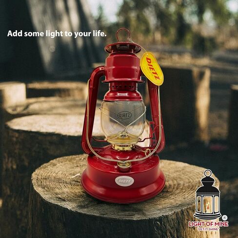 Light of Mine - Dietz #01 Little Wizard Red مع حزمة فانوس زيتية ذات حواف ذهبية تتضمن 6 عبوات من القطن بنسبة 100%، أشرطة فتيل بديلة مقاس 5/8 بوصة (#01، RED & G) in Kuwait