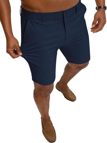 ZKMAN Men's 7" Slim Fit Performance Stretch Skinny Tapered Dress Chino Shorts Expandable Waist Lightweight Casual Short in Kuwait