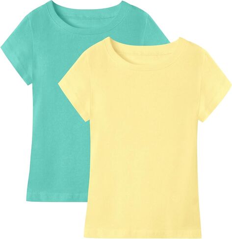 2 Pack Cotton Girls T Shirts Kids Short Sleeve Tops Summer Tee Shirts Clothes for Toddlers in Saudi Arabia