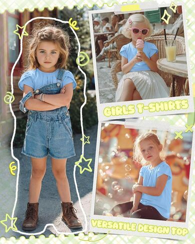 Halfchet Girls' Shirts Teen Short Sleeve Pleated Ruffle Crew Neck Cute Loose Blouses Tops Kids Summer Casual Tees 5-14 Years in Kuwait