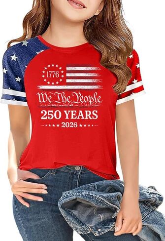 250 Anniversary Shirt for Girl 4th of July Shirts American Shirt Patriotic T-Shirt Independence Day Outfit for Kids in Saudi Arabia