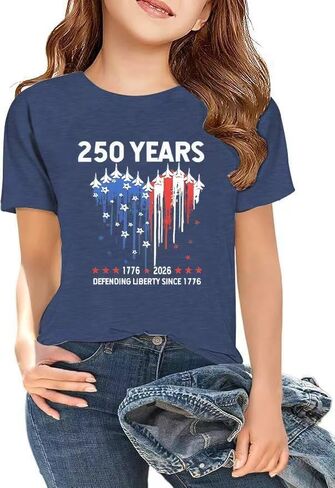 250 Anniversary Shirt for Girl 4th of July Shirts American Shirt Patriotic T-Shirt Independence Day Outfit for Kids in Kuwait