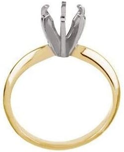 Sonia Jewels Solid 14k Yellow and White Gold Two Toned 3.5-3.9mm Round Pre-Notched 6-Prong Solitaire Ring Band Mounting in Kuwait