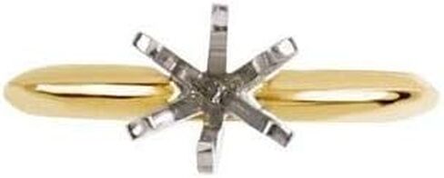 Sonia Jewels Solid 14k Yellow and White Gold Two Toned 3.5-3.9mm Round Pre-Notched 6-Prong Solitaire Ring Band Mounting in Kuwait